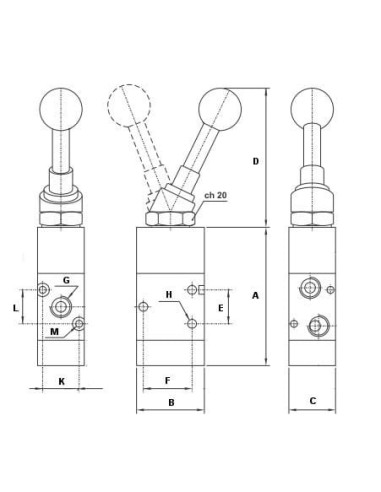 Zawór rozdzielający mechaniczny ręczny 3/2 G 1/8 NC, bistabilny, bez sprężyny, dźwignia | Pneumatyka | Eshop Dopak | Wszystko dl