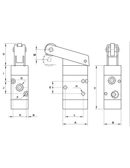 Zawór mechaniczny mini 3/2 G 1/8 NC normalnie zamknięty, z rolką, AZ Pneumatica | Pneumatyka | Eshop Dopak | Wszystko dla Przemy