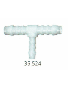 Trójnik karbowany redukcyjny typu T, choinka do węża fi 2 x 10 mm - 1 x 6 mm, POM