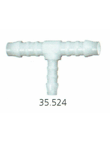 Trójnik karbowany redukcyjny typu T, choinka do węża fi 2 x 18 mm - 1 x 10 mm, POM