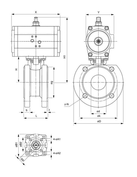 Zawór kulowy kołnierzowy DN40 z napędem pneumatycznym S.A. | Hydraulika | Eshop Dopak | Wszystko dla Przemysłu