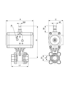 Zawór kulowy G1 1/4 z napędem pneumatycznym, ES | Hydraulika | Eshop Dopak | Wszystko dla Przemysłu 2