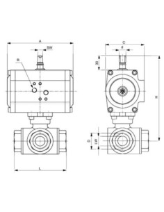 Zawór kulowy G3/4 D.A. 3-drożny, L, ster. pneum., ES | Hydraulika | Eshop Dopak | Wszystko dla Przemysłu 2
