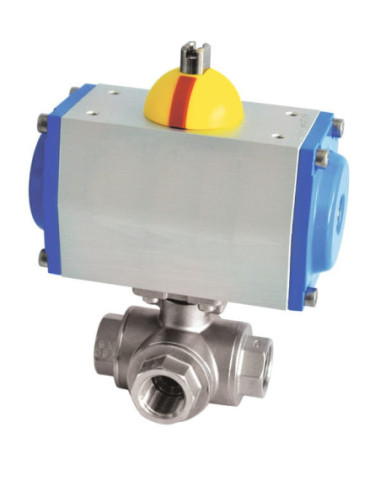 Zawór kulowy G1/2, S.A. 3-drożny, L, ster. pneum., ES | Hydraulika | Eshop Dopak | Wszystko dla Przemysłu