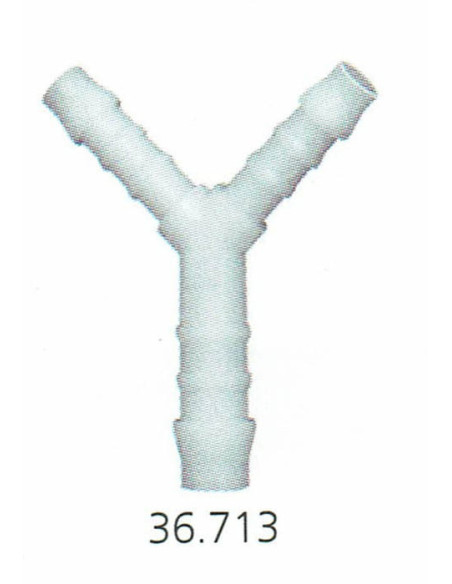 Trójnik karbowany redukcyjny typu Y 2x 6 mm - 1 x 8 mm, tworzywo POM