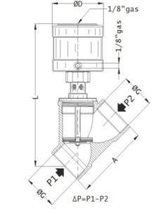Zawór skośny grzybkowy sterowany cylindrem G 1 GW NC PN10 mosieżny, PTFE, cylinder aluminiowy | Hydraulika | Eshop Dopak | Wszys