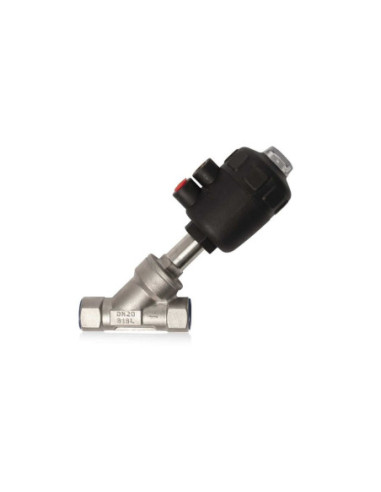 Zawór skośny grzybkowy sterowany cylindrem G 1 GW NC PN16 nierdzewny 316, PTFE, cylinder tworzywo | Hydraulika | Eshop Dopak | W