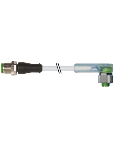 Konektor M12 męski, prosty - M12 żeński, kątowy z LED 7000-40381-2330200 | Przewody i Złącza | Eshop Dopak | Wszystko dla Przemy