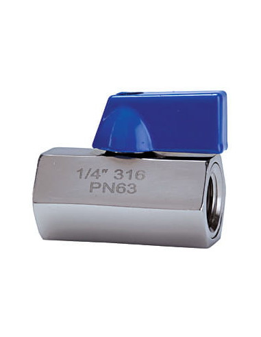Zawór kulowy mini G 1/2 GW, PN63 nierdzewny stal 316, PTFE | Hydraulika | Eshop Dopak | Wszystko dla Przemysłu