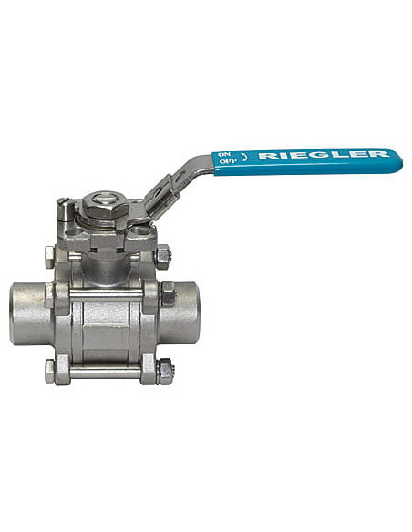 Zawór kulowy 3-elementowy do wspawania DN15 BW nierdzewny stal 316 z płytą ISO5211 i blokadą | Hydraulika | Eshop Dopak | Wszyst