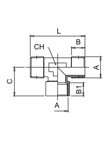 Trójnik gwintowany typu T ZWZ 2 x G 1/8 GZ - G 1/8 GW, mosiądz niklowany | Hydraulika | Eshop Dopak | Wszystko dla Przemysłu