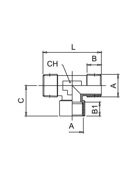 Trójnik gwintowany typu T ZWZ 2 x G 1/8 GZ - G 1/8 GW, mosiądz niklowany | Hydraulika | Eshop Dopak | Wszystko dla Przemysłu