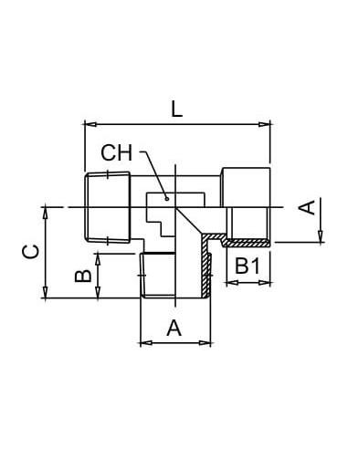 Trójnik gwintowany typu T WZZ 2 x G 1/8 GZ - G 1/8 GW, mosiądz niklowany | Hydraulika | Eshop Dopak | Wszystko dla Przemysłu