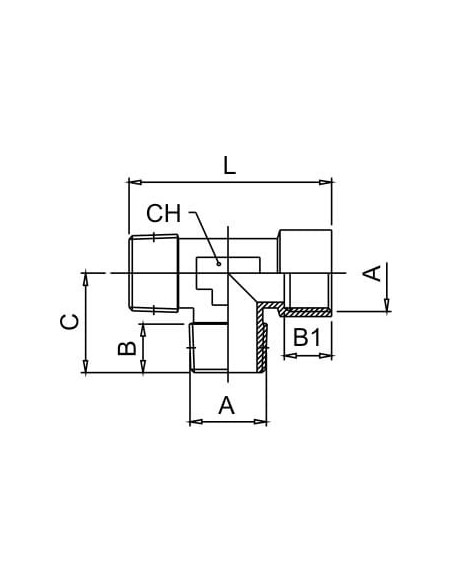 Trójnik gwintowany typu T WZZ 2 x G 1/8 GZ - G 1/8 GW, mosiądz niklowany | Hydraulika | Eshop Dopak | Wszystko dla Przemysłu