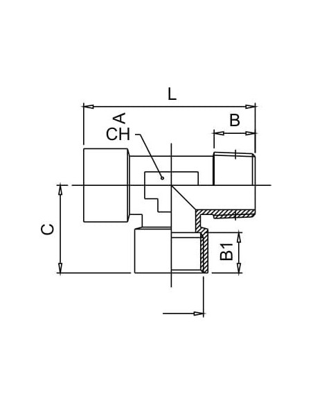 Trójnik gwintowany typu T WWZ 2 x G 1/8 GW - G 1/8 GZ, mosiądz niklowany | Hydraulika | Eshop Dopak | Wszystko dla Przemysłu