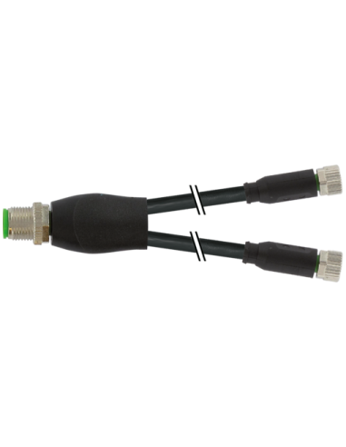 Konektor-trójnik M12 męski - 2xM8 żeński, prosty 7000-40821-6100100 | Przewody i Złącza | Eshop Dopak | Wszystko dla Przemysłu
