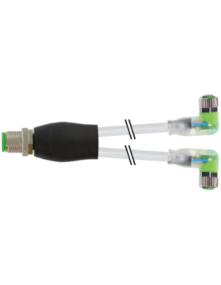 Rozdzielacz Y M12 / M8 żeński 90° LED 7000-40861-2300060 | Przewody i Złącza | Eshop Dopak | Wszystko dla Przemysłu