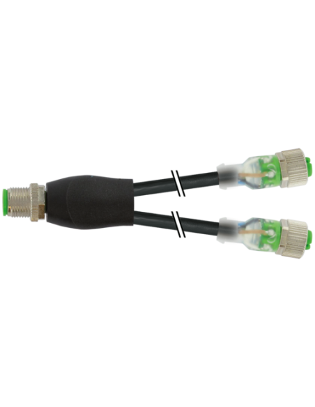 Rozdzielacz Y M12 / M12 żeński 0° LED 7000-40771-6330150 | Przewody i Złącza | Eshop Dopak | Wszystko dla Przemysłu