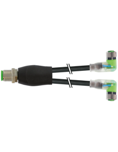 Konektor-trójnik M12 męski, prosty - M8 żeński, kątowy z LED 7000-40861-6300100 | Przewody i Złącza | Eshop Dopak | Wszystko dla
