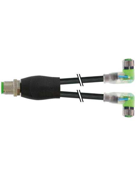 Konektor-trójnik M12 męski, prosty - M8 żeński, kątowy z LED 7000-40861-6300100 | Przewody i Złącza | Eshop Dopak | Wszystko dla