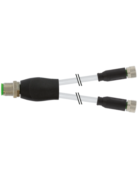 Rozdzielacz Y M12 / M8 żeński prosty 7000-40821-2100150 | Przewody i Złącza | Eshop Dopak | Wszystko dla Przemysłu