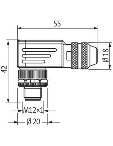 Wtyczka M12 męska, kątowa, B-Code 6..8mm, 7000-14015-0000000 | Przewody i Złącza | Eshop Dopak | Wszystko dla Przemysłu