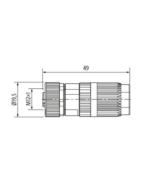 Wtyczka M12 żeńska, prosta, Slimline 0,14-0,34mm2, ekranowana, 4-polowa 7000-12651-0000000 | Przewody i Złącza | Eshop Dopak | W