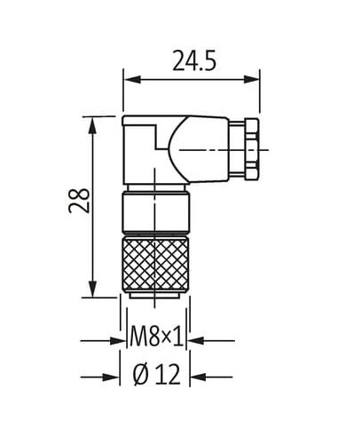 Wtyczka M8 żeńska, kątowa, 3-polowa, 0,25mm2, do lutowania 7000-08521-0000000 | Przewody i Złącza | Eshop Dopak | Wszystko dla P