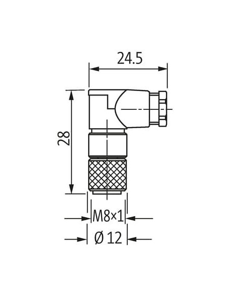 Wtyczka M8 żeńska, kątowa, 4-polowa, 0,25mm2, do lutowania 7000-08541-0000000 | Przewody i Złącza | Eshop Dopak | Wszystko dla P