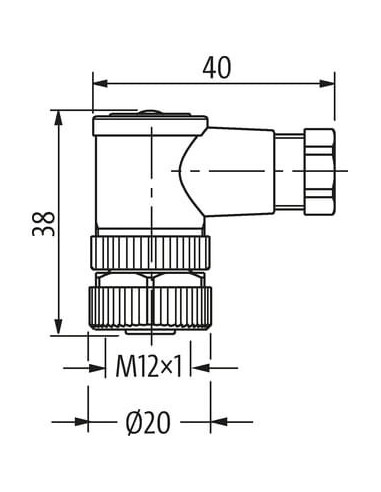Wtyczka M12 żeńska, kątowa, 5-polowa, stal nierdzewna V4A, zaciski 7004-13041-0000000 | Przewody i Złącza | Eshop Dopak | Wszyst