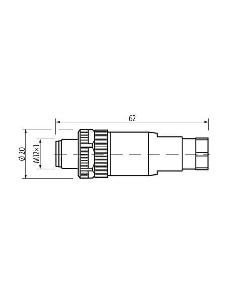 Wtyczka M12 Lite męski, prosta, 4-polowa, zaciski śrubowe, 4..6mm 7005-12701-0000000 | Przewody i Złącza | Eshop Dopak | Wszystk