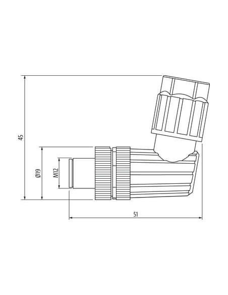 M12 damski 90° kod A. Naciśnij zamek 7000-13911-0000000 | Przewody i Złącza | Eshop Dopak | Wszystko dla Przemysłu