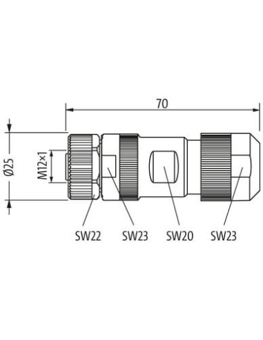 Wtyczka M12 żeńska, prosta K-cod. 5-polova, 7000-P3611-0000000 | Przewody i Złącza | Eshop Dopak | Wszystko dla Przemysłu