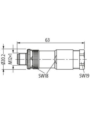 Złącze męskie M12 0° kodowane T, do usunięcia w terenie 7000-P7591-0000000 | Przewody i Złącza | Eshop Dopak | Wszystko dla Prze