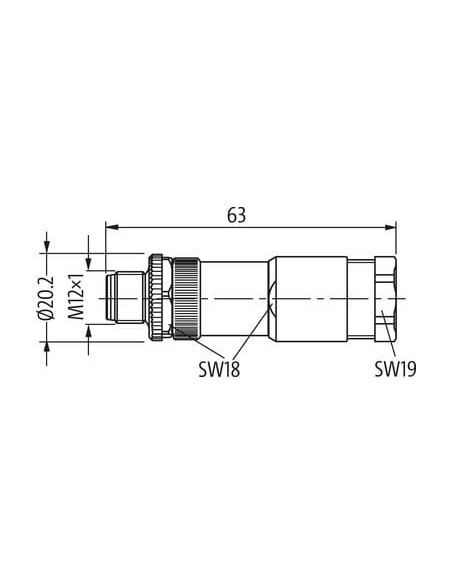 Złącze męskie M12 0° kodowane T, do usunięcia w terenie 7000-P7591-0000000 | Przewody i Złącza | Eshop Dopak | Wszystko dla Prze