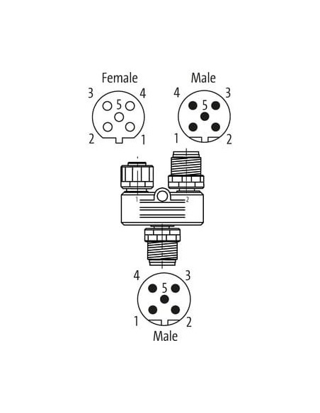 Trójnik Profibus M12 Kod B. 5-polowy, ekranowany 7000-44151-0000000 | Przewody i Złącza | Eshop Dopak | Wszystko dla Przemysłu