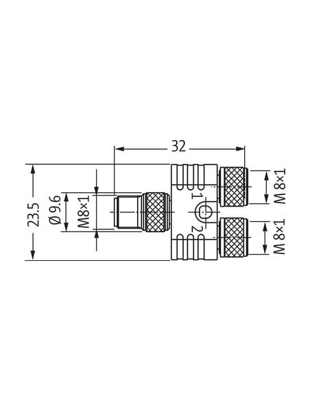 Trójnik Nano M8 męski, 4-polowy - 2xM8 żeński, 3-polowy 7000-88602-0000000 | Przewody i Złącza | Eshop Dopak | Wszystko dla Prze