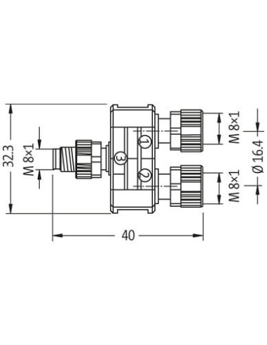 Trójnik SlimLine M8 męski, 4-polowy - 2xM8 żeński, 3-polowy 7000-88601-0000000 | Przewody i Złącza | Eshop Dopak | Wszystko dla 