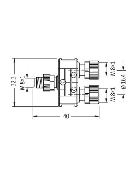 Trójnik SlimLine M8 męski, 4-polowy - 2xM8 żeński, 3-polowy 7000-88601-0000000 | Przewody i Złącza | Eshop Dopak | Wszystko dla 