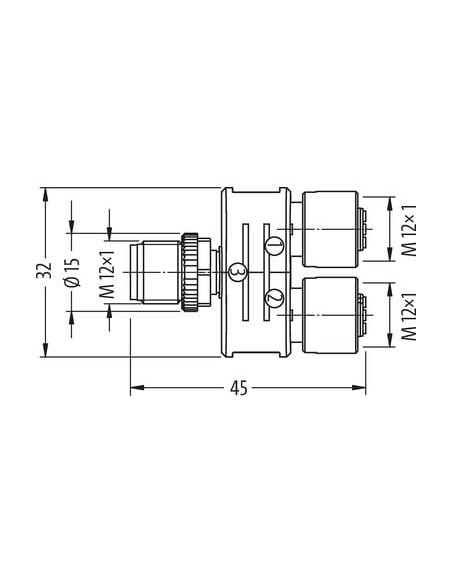 Trójnik SlimLine M12 męski, 4-polowy - 2xM12 żeński, 4-polowy 7000-41165-0000000 | Przewody i Złącza | Eshop Dopak | Wszystko dl