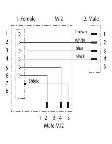 Trójnik M12 męski, 3-polowy - M12 żeński 8-polowy   M12 męski, prosty, 7000-42601-0000000 | Przewody i Złącza | Eshop Dopak | Ws