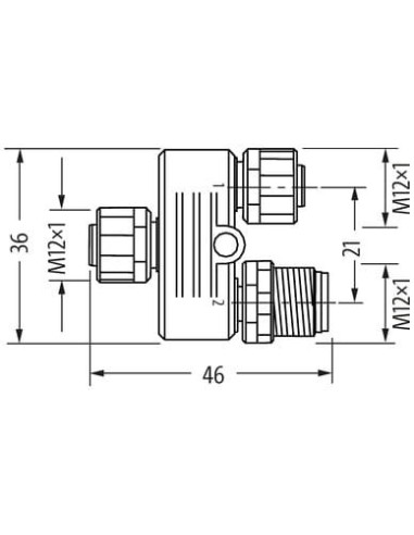 Złącze T M12 żeńskie / M12 męskie/żeńskie 230V C-kod 7023-52101-0000000 | Przewody i Złącza | Eshop Dopak | Wszystko dla Przemys