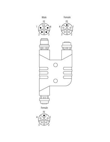 Trójnik h M12 męski L-cod/ 2x M12 żeński L-cod 7000-P4903-0000000 | Przewody i Złącza | Eshop Dopak | Wszystko dla Przemysłu
