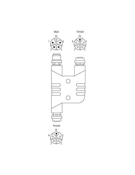 Trójnik h M12 męski L-cod/ 2x M12 żeński L-cod 7000-P4903-0000000 | Przewody i Złącza | Eshop Dopak | Wszystko dla Przemysłu