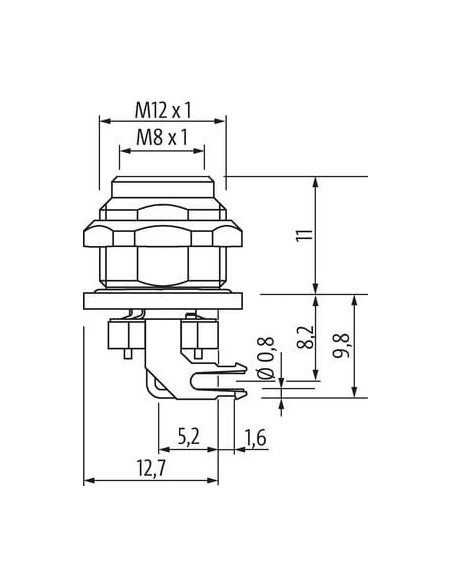 Złącze żeńskie M8 90°, mocowanie tylne, kod d 7000-R1224-12D2100 | Przewody i Złącza | Eshop Dopak | Wszystko dla Przemysłu