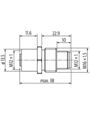 Złacze panelowe M12 męskie/żeńskie 5-polowe, B-cod 7000-44111-0000000 | Przewody i Złącza | Eshop Dopak | Wszystko dla Przemysłu