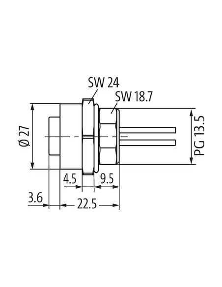 Złącze panelowe 7/8" żeńskie, 5-polowe 0,5m 7000-78381-9780050 | Przewody i Złącza | Eshop Dopak | Wszystko dla Przemysłu