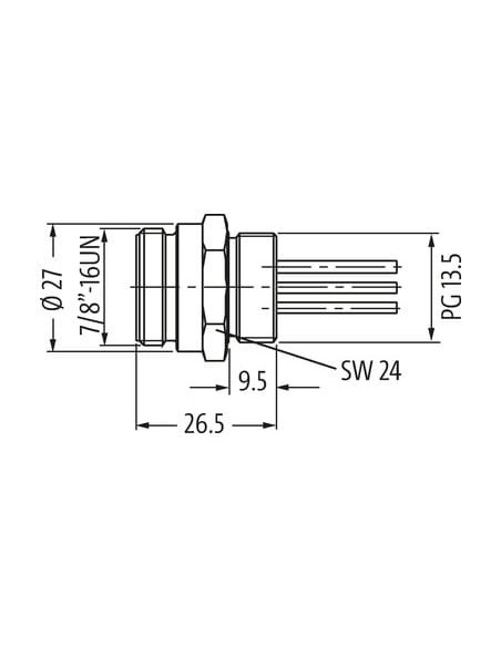 Wtyczka kołnierzowa 7/8'' 4-pinowa. 977 Linka 0,2 m 7000-78321-9770020 | Przewody i Złącza | Eshop Dopak | Wszystko dla Przemysł