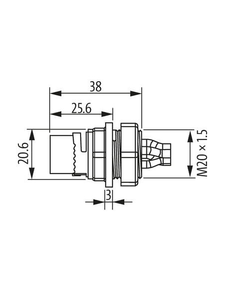MQ15-X-Gniazdo zasilania męskie mocowane z przodu 7000-P8181-P800025 | Przewody i Złącza | Eshop Dopak | Wszystko dla Przemysłu