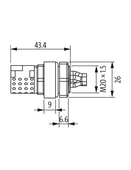 MQ15-X-Power gniazdo żeńskie ekranowane mocowanie przednie 7000-P8391-P800025 | Przewody i Złącza | Eshop Dopak | Wszystko dla P